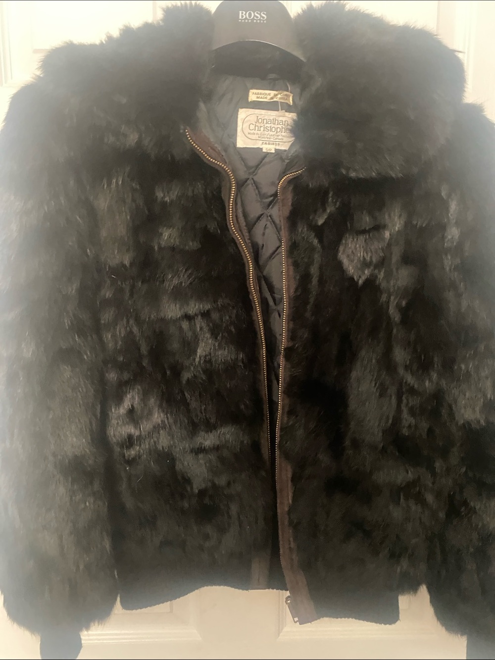 Black real rabbit fur coat